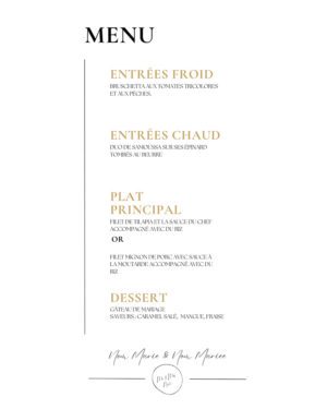 Menu Une Page