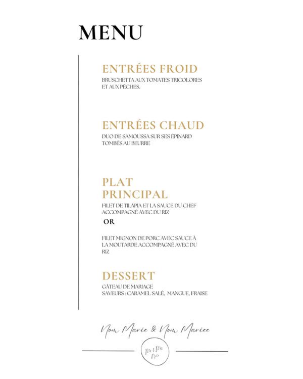Menu Une Page